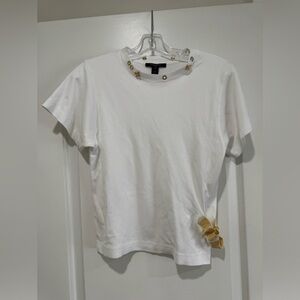 Louis Vuitton Side Strap T-Shirt Tops Women Size XS White Punching